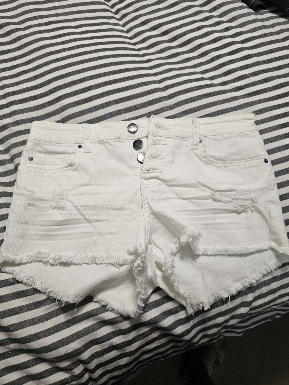 Billabong White Distressed Frayed Hem Denim Shorts